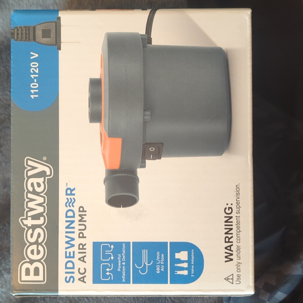 Lestway SideWinder AC air pump air mattress inflator blower plug in NIB